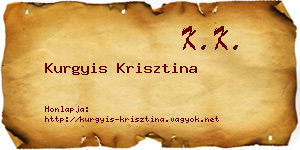 Kurgyis Krisztina névjegykártya